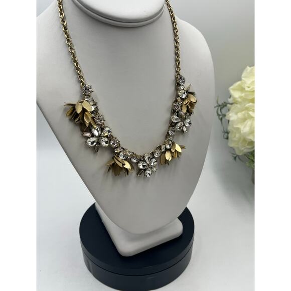 J. Crew Crystal Bouquet Glass Cubic Zirconia Metal Dangle Accents Necklace - Picture 10 of 11